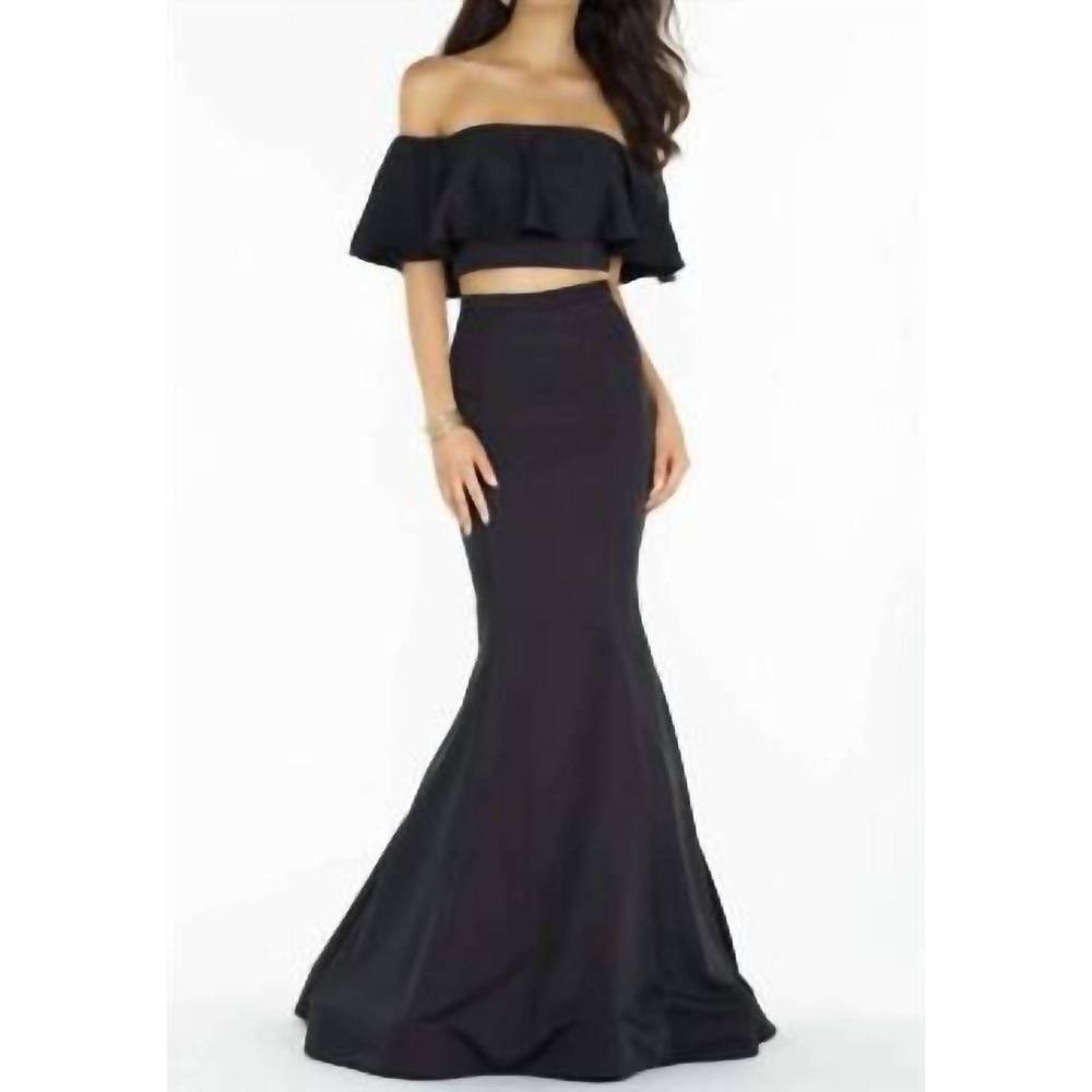 Alyce Paris Black Off-Shoulder Two-Piece Mermaid Gown